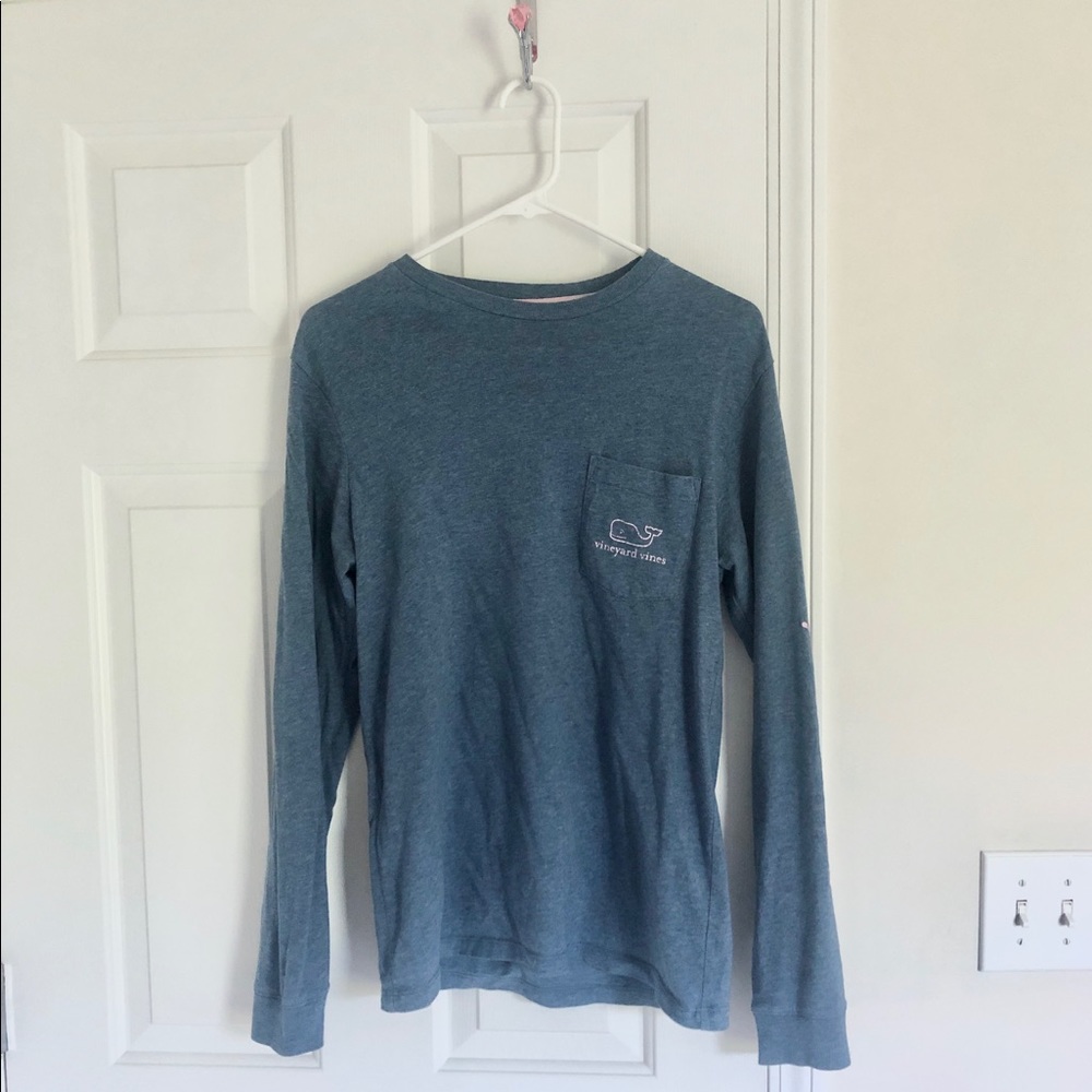 Vineyard Vines Dusty Blue Logo Long Sleeve